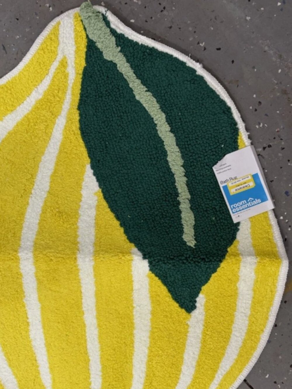 🍋 Lemon Shaped Bath Mat Rug Yellow Green Citrus Kitchen Bathroom Decor